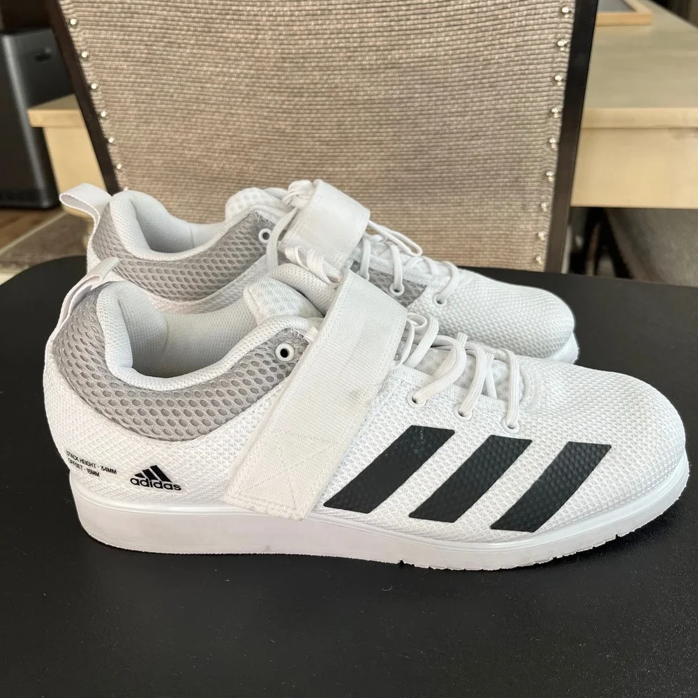 Adidas Powerlift Mens Weightlifting Shoes White Black Size 9.5